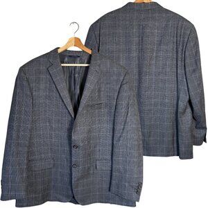 Ralph Lauren Plaid Silk Wool Sport Coat Dinner Jacket Blazer Men's 50R Gray